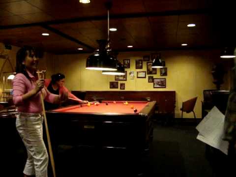 playing billiard with melody in Jan van Scorel  Maxima Hotel-May 01, 2010