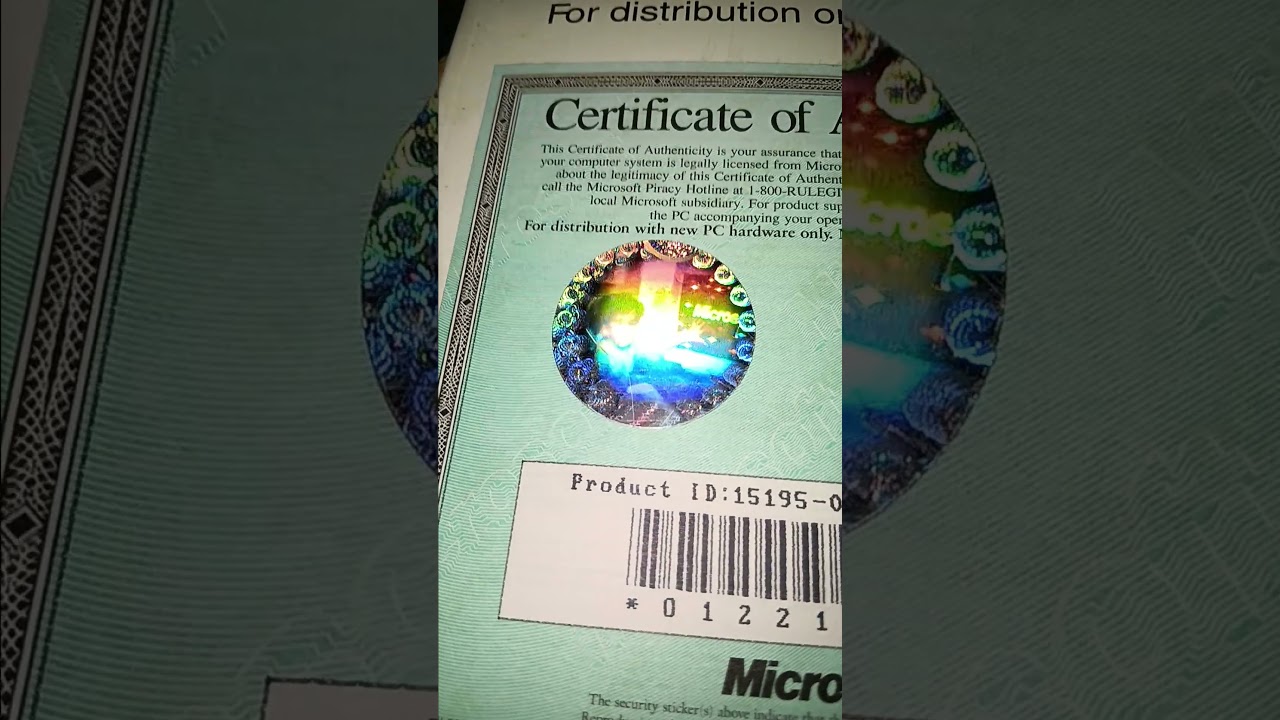 Lenticular hologram on a MS Windows 95 COA - YouTube