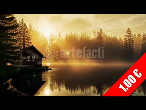 Misty Sunrise Lakeside Cabin HD Stock Footage