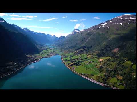 aerial footage beautiful nature norway flying over the lakes and fjordsview from the birds eye