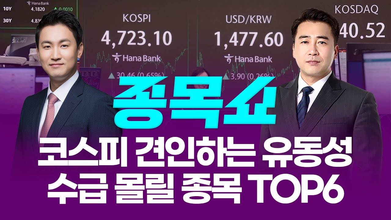 코스피 견인하는 유동성...수급 몰릴 종목 TOP6ㅣ 종목쇼 ㅣ260115