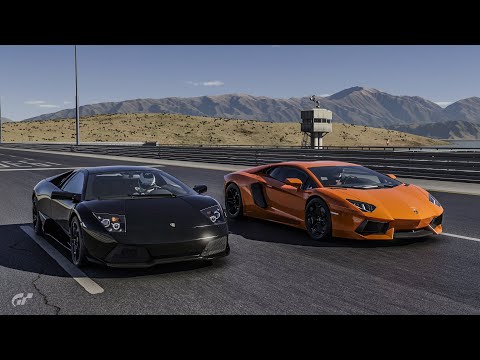 Thumbnail for Gran Turismo 7 Drag race: Lamborghini Aventador vs Lamborghini Murcielago LP640 (700hp) by Lamborghini, Supercar, rall, rally, WiLL, Car, Lamborghini Aventador, vide