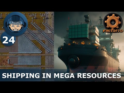 SHIPPING IN FIRST MEGA RESOURCES -  Step 24: Factorio Megabase (Step-By-Step)