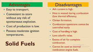 Solid, Liquid and Gaseous fuels - Advantages and disadvantages