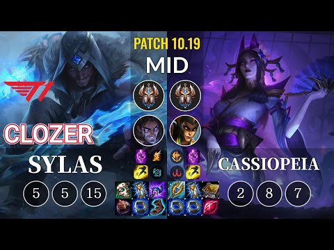 T1 Clozer Sylas vs Cassiopeia Mid - KR Patch 10.19