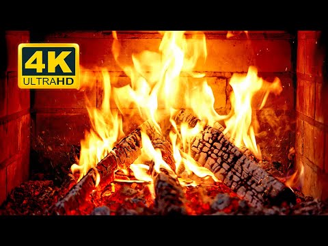 ???? FIREPLACE Ultra HD 4K. Fireplace with Crackling Fire Sounds. Fireplace Burning. Fire Background