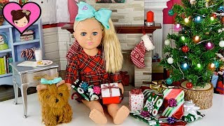 Jojo Siwa Doll Opens Christmas Presents - American Girl Doll Morning Routine