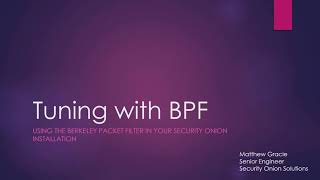 Tuning Security Onion With BPF