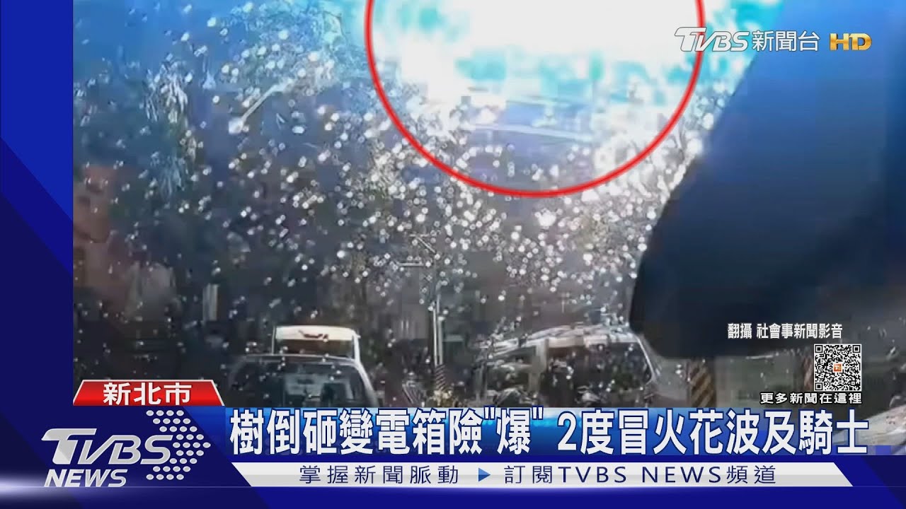 樹倒砸變電箱險「爆」 2度冒火花波及騎士