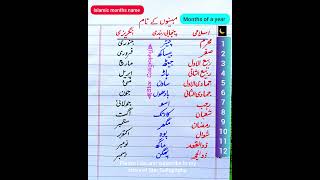 Months of a year in Urdu English Punjabi Arabic| Islamic months name| Islamic calendar