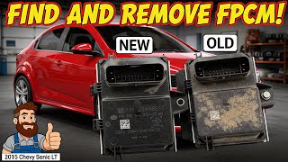 FIND HIDDEN FPCM Fuel Pump Control Module CHEVY SONIC LT HATCHBACK - FSCM Part REPLACE Tutorial