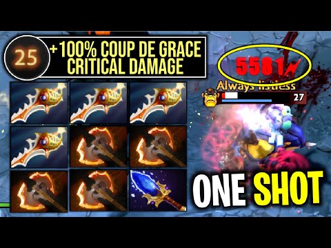 ONE SHOT KILL..!! 4x Divine Rapier + 4x Battle Fury Phantom Assassin 5000K Crit by Goodwin | Dota 2