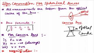 Sign Convention for Spherical Lenses Class 10 Light-Reflection and Refraction Science