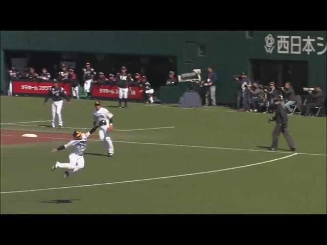【3回表】ホークス・今宮がジャンピングキャッチで魅せる!! 2018/3/10 H-M