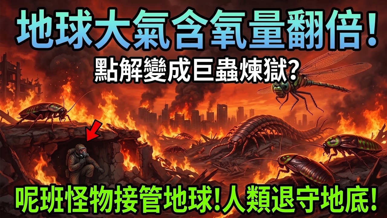 【粵語·廣東話】假如地球含氧量突然暴增一倍，人類會變成乜嘢怪物？3億年前石炭紀巨蟲時代重臨｜一場無法呼吸嘅瘋狂進化 #巨蟲時代 #石炭紀 #含氧量暴增 #末日推演 #生物進化 #史前巨獸