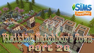 VISITING NEIGHBOR'S TOWN 🏘 PART 28: SIMTOWN SPA | The Sims FreePlay