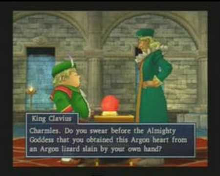 DQ8 cutscene - Charmles presenting fake Argon heart