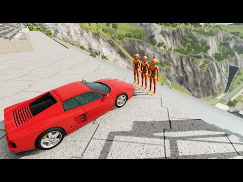 Stairs Jumps Down With Crash Test Dummy & Cliff Drops & Crashes - BeamNG.drive Compilation