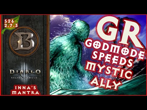 MONK GOD MODE GR SPEEDS WATER ! Inna's Mystic Ally Build 2.7.3 Diablo 3 S26