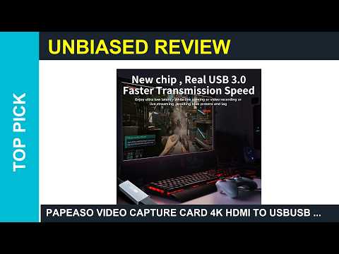 Papeaso Video Capture Card, 4K HDMI to USB/USB C 3.0 Capture Card, 1080P 60FPS Video Capture Device, for Streaming, Teaching,Gaming, Video conferencing or Live Broadcasting video review thumbnail