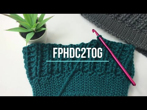 FPhdc2tog - FRONT POST Half Double Crochet Two Stitches Together