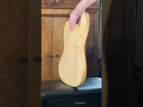 NOS High End Offset Bass Body – Highly figured Feathered Crotch American Cherry Top / Swamp Ash Back –Limited Supply R15 image 23