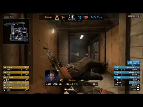 Flusha SICK ACE!! FaZe vs Fnatic- IEM KATOWICE 2018 CSGO