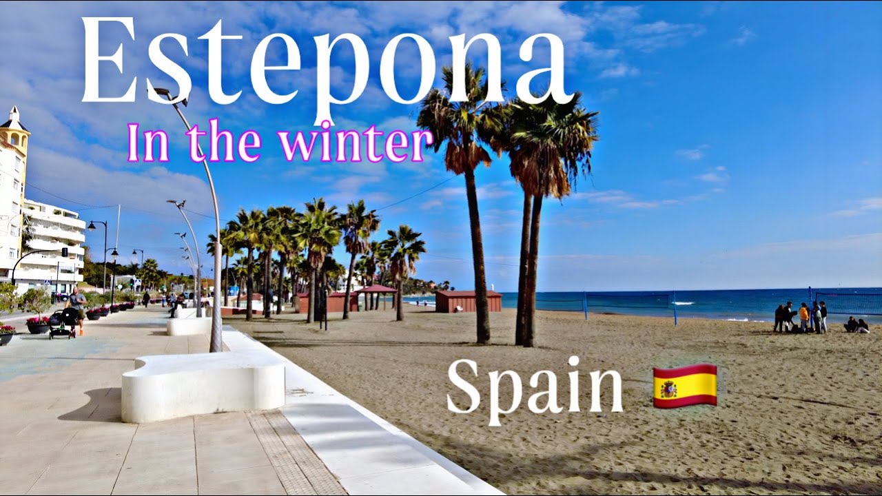 Spain 🇪🇸 ESTEPONA in Winter 2023 - Beautiful Town for the Holidays - 4K 60fps HDR Walking