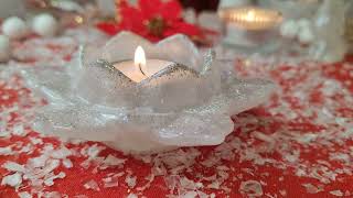 "Tichá Zář Srdce" - něžně sněžný orgonitový svícen