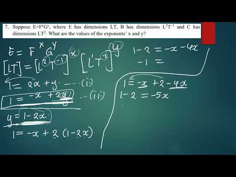 Suppose E=FxGy, where E has dimensions LT, B has dimensions L2T–1and C hasdimensions LT2. What are