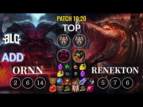 BLG ADD Ornn vs Renekton Top - KR Patch 10.20