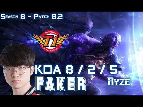 SKT T1 Faker RYZE vs ANIVIA Mid - Patch 8.2 KR Ranked