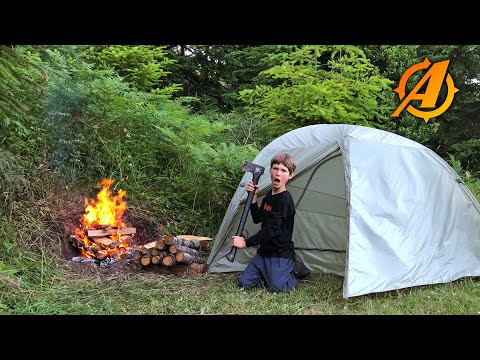 His First Overnight Solo Camping Trip In the Woods (Filmed by Agent Axe)