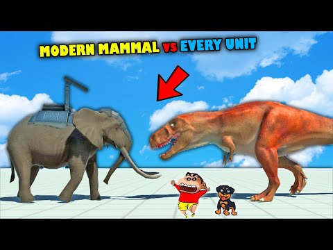 MODERN ROCKET ELLIE vs EVERY UNIT😱|SHINCHAN and CHOP fight DINOSAURS 😂Hindi animal revolt battle sim