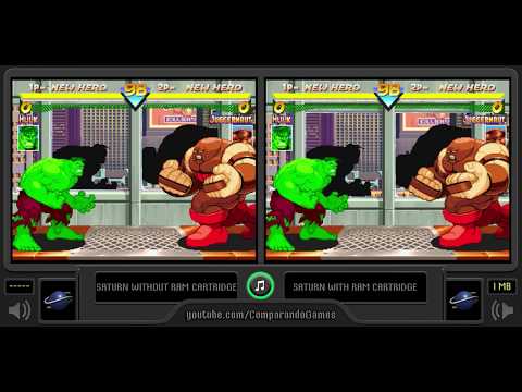 Marvel Super Heroes (Sega Saturn vs Sega Saturn) RAM Cartridge Comparison