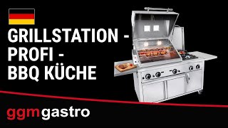 Barbecue à gaz professionnel - 22,5kW - sur pied - P850mm - Noir