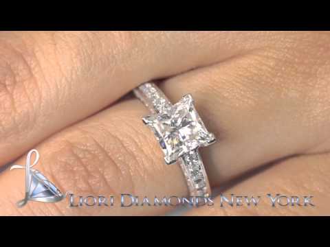 ER-0477 - 2.70 Carat E-SI1 Certified Princess Cut Diamond Engagement Ring 18k White Gold