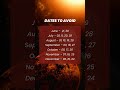️ 2025 DATES YOU MUST AVOID ️