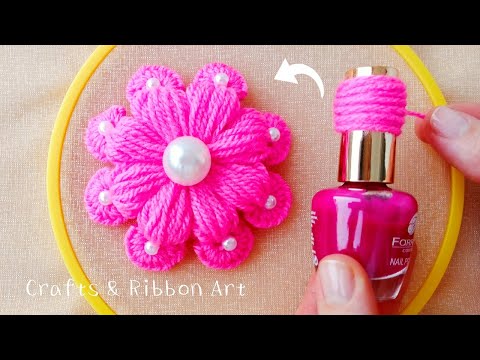 It's Amazing !! Super Easy Flower Craft Ideas with Wool - Hand Embroidery Beautiful Flower Design