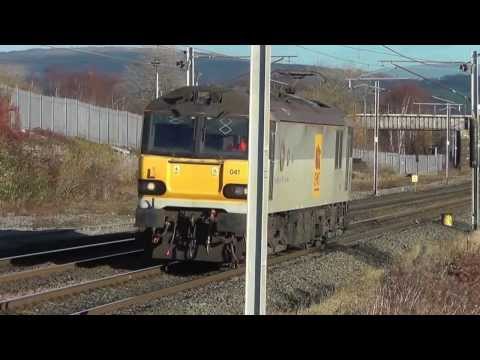 Class 92's in action, 92030 4s43 / 92016 6s94 / 92041 0z34  around Carnforth, 4th December 2013