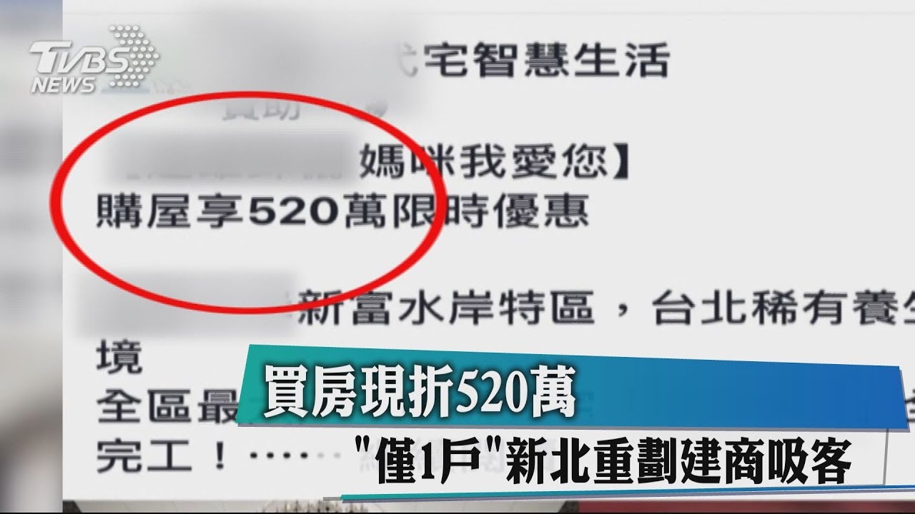 買房現折520萬元 「僅1戶」新北重劃建商吸客