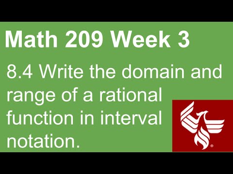 09 Math 209 Week 3 Section 8.4 Write the domain and range of a rational function