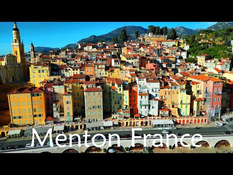 French Riviera 4K Epic Medieval Town Menton and the Mediterranean Sea - Fly Nature Relaxing Music