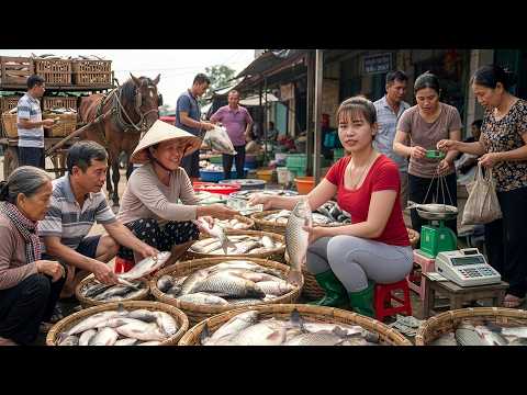 Villagers Catch 1000+ Fish with a Net and Use a Horse Cart to Take Them to Market