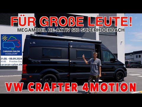 LANG, HOCH & ALLRAD! MegaMobil Mega RE-AKTIV 680 Superhochdach, VW Crafter Caravan Salon | MJ 2025