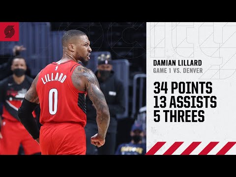 Damian Lillard (34 PTS, 13 AST) Game 1 Highlights | Trail Blazers vs. Nuggets