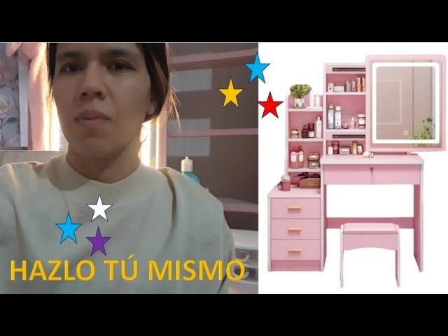 Vídeo relacionado con Vofikoli Tocador con espejo y iluminación LED, mesa de maquillaje con tablero de vidrio, espejo redondo tricolor con Smart Touch, mesa de maquillaje moderna para niñas y mujeres (Gris con silla, 100CM