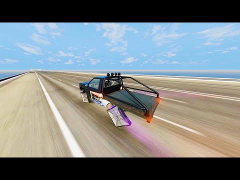Cars vs rocket thruster-BeamNG.drive