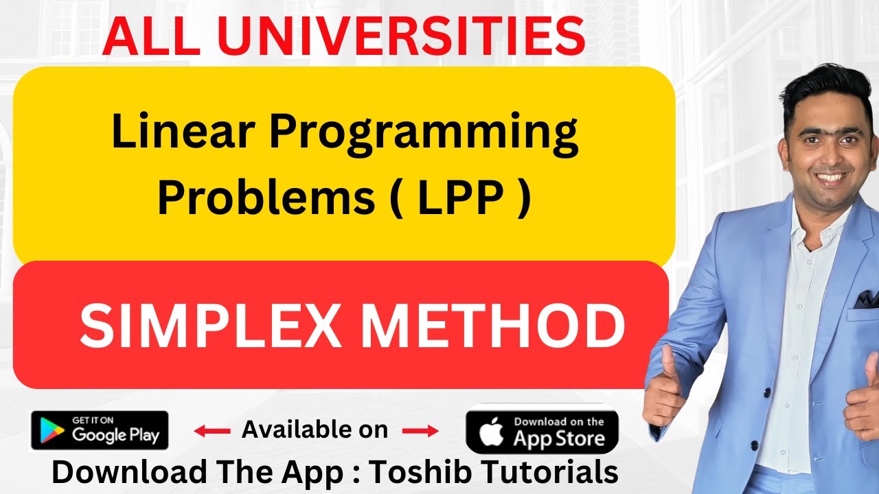 Simplex Method | Linear Programming Problems | LPP | Toshib Tutorials