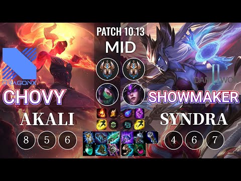 DRX Chovy Akali vs DWG ShowMaker Syndra Mid - KR Patch 10.13